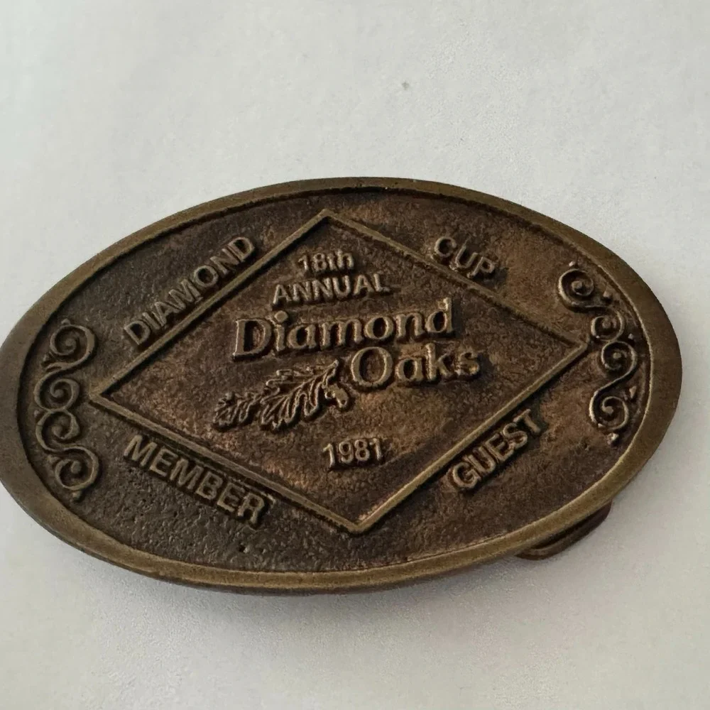 Vintage 1981 B&H Belt Buckle Diamond Oaks Fort Worth‎ Tx 18th Annual Diamond Cup